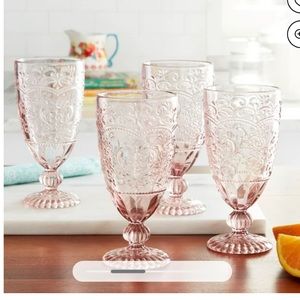 The Pioneer Woman Amelia 14.7-Ounce Rose Tea Goblets, Set of 4